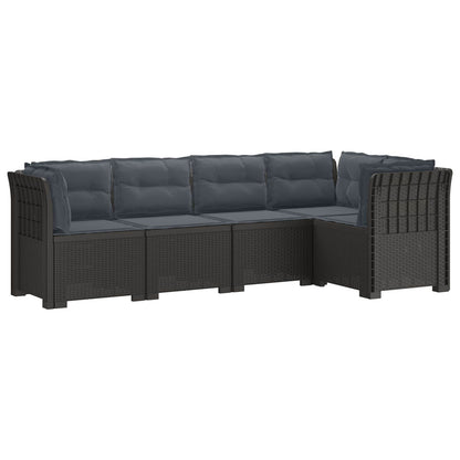 5-Seater Garden Sofa with Cushions Rattan Look PP Light Grey