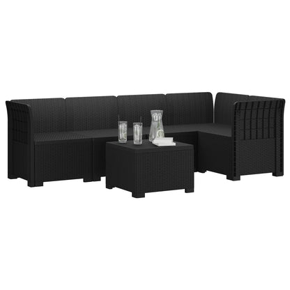5-Seater Garden Sofa Rattan Look PP Anthracite