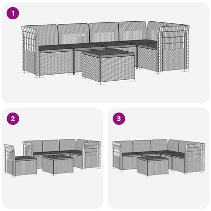 5-Seater Garden Sofa Rattan Look PP Anthracite