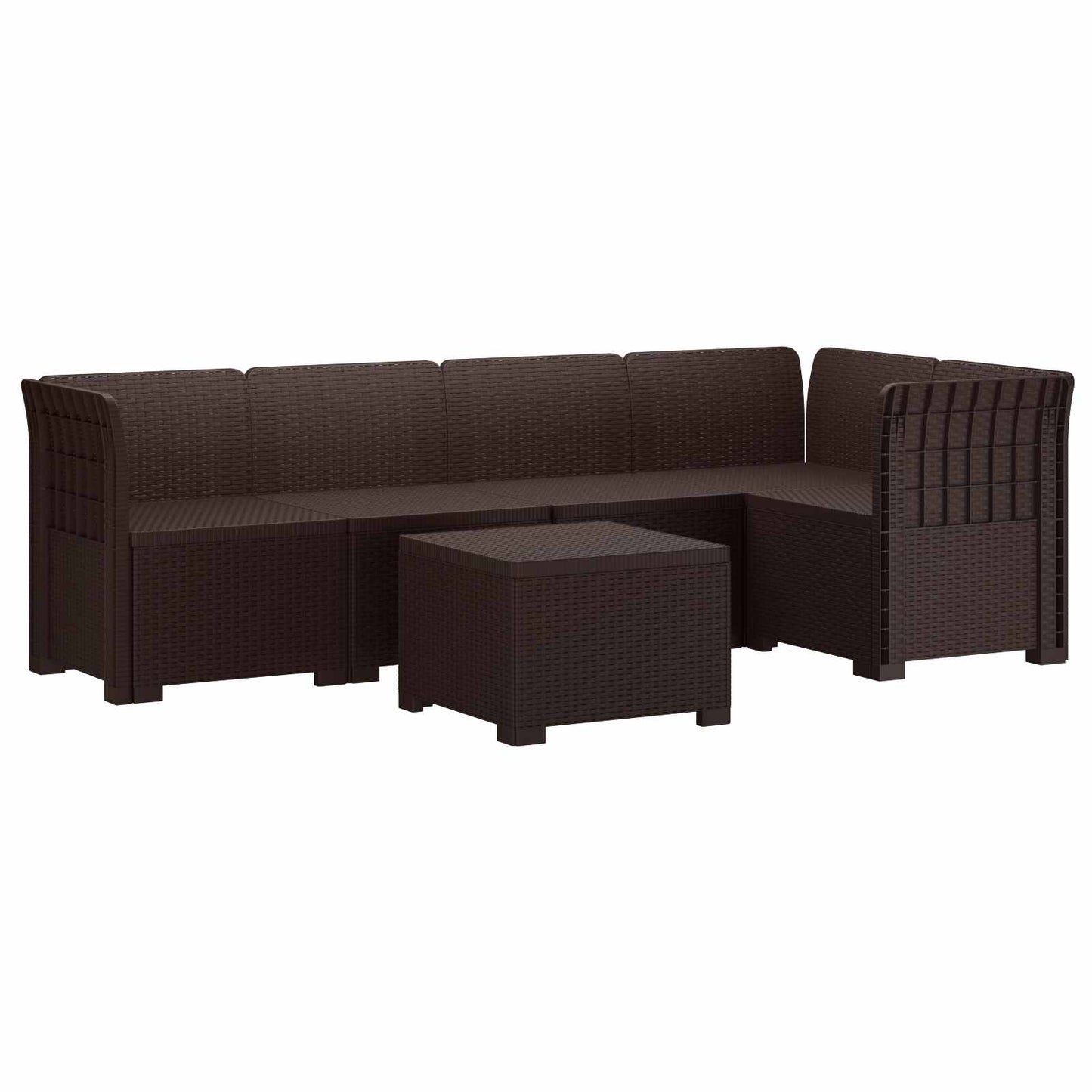 5-Seater Garden Sofa Rattan Look PP Brown