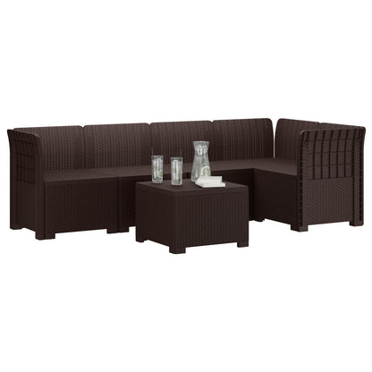 5-Seater Garden Sofa Rattan Look PP Brown
