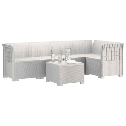 5-Seater Garden Sofa Rattan Look PP White