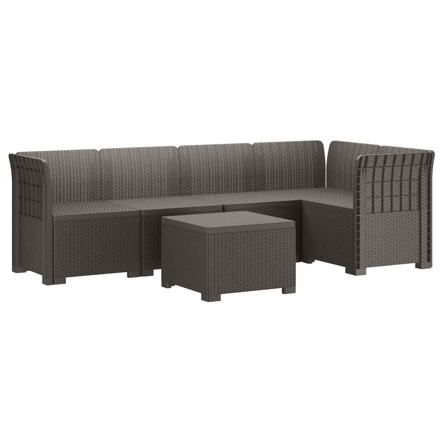 5-Seater Garden Sofa Rattan Look PP Light Grey
