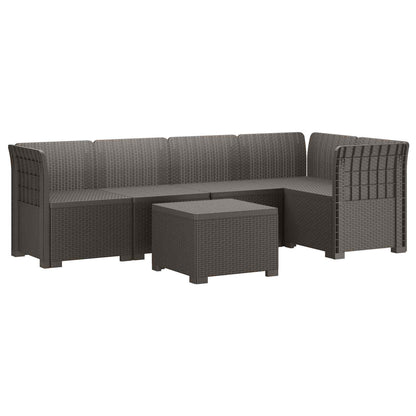 5-Seater Garden Sofa Rattan Look PP Light Grey