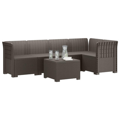 5-Seater Garden Sofa Rattan Look PP Light Grey