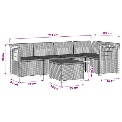 5-Seater Garden Sofa Rattan Look PP Light Grey