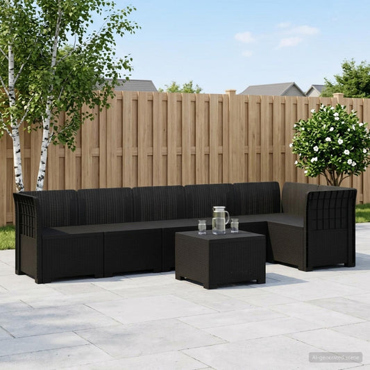 6-Seater Garden Sofa Rattan Look PP Anthracite