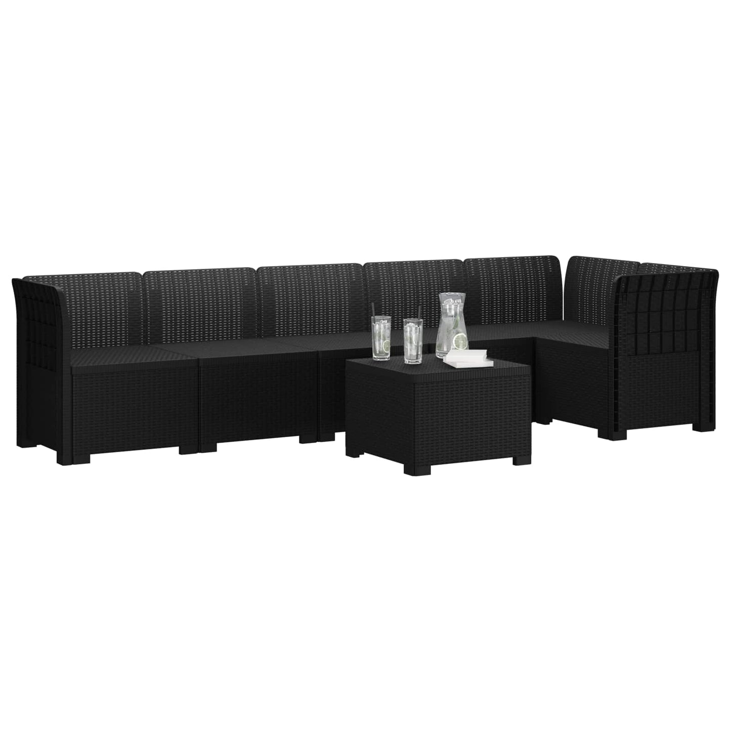 6-Seater Garden Sofa Rattan Look PP Anthracite