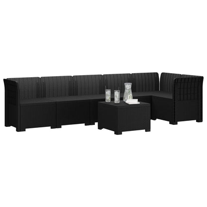 6-Seater Garden Sofa Rattan Look PP Anthracite
