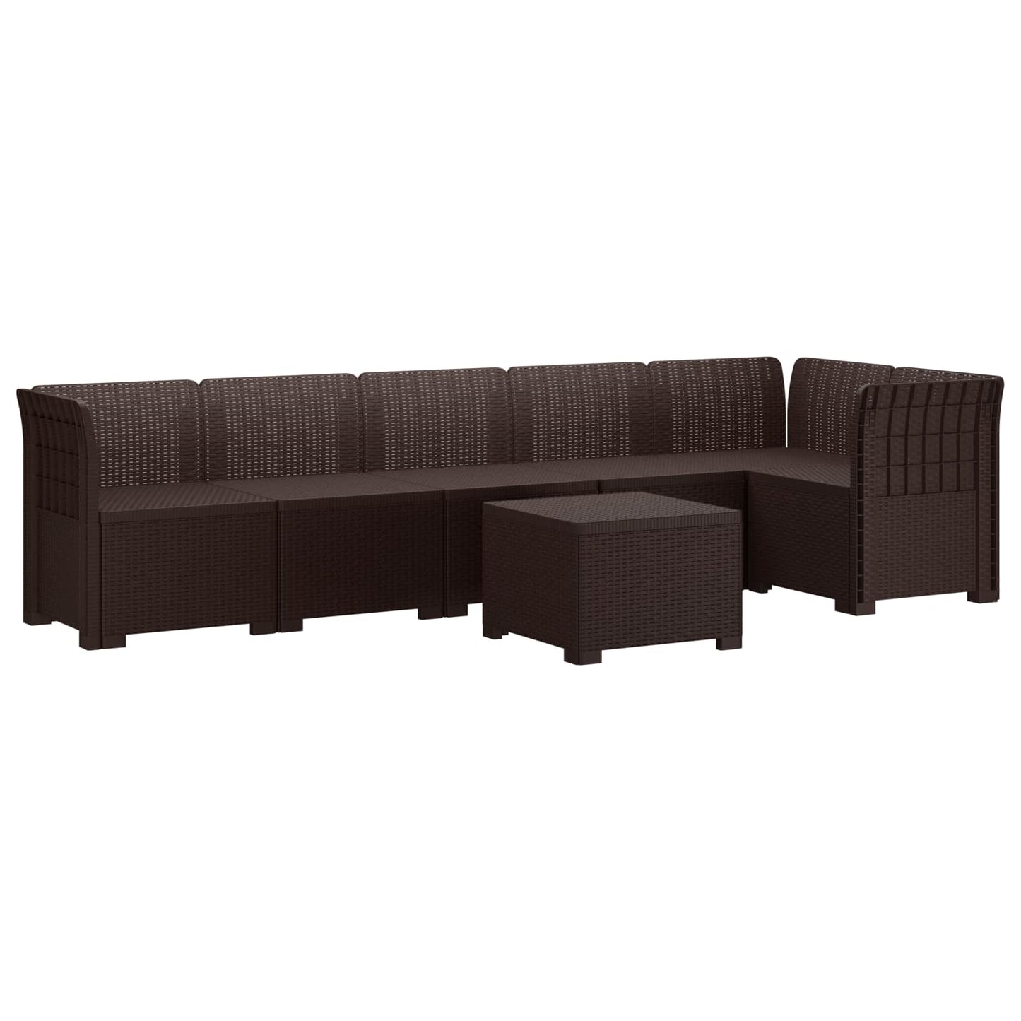 6-Seater Garden Sofa Rattan Look PP Brown