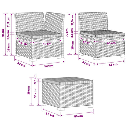 6-Seater Garden Sofa Rattan Look PP Brown