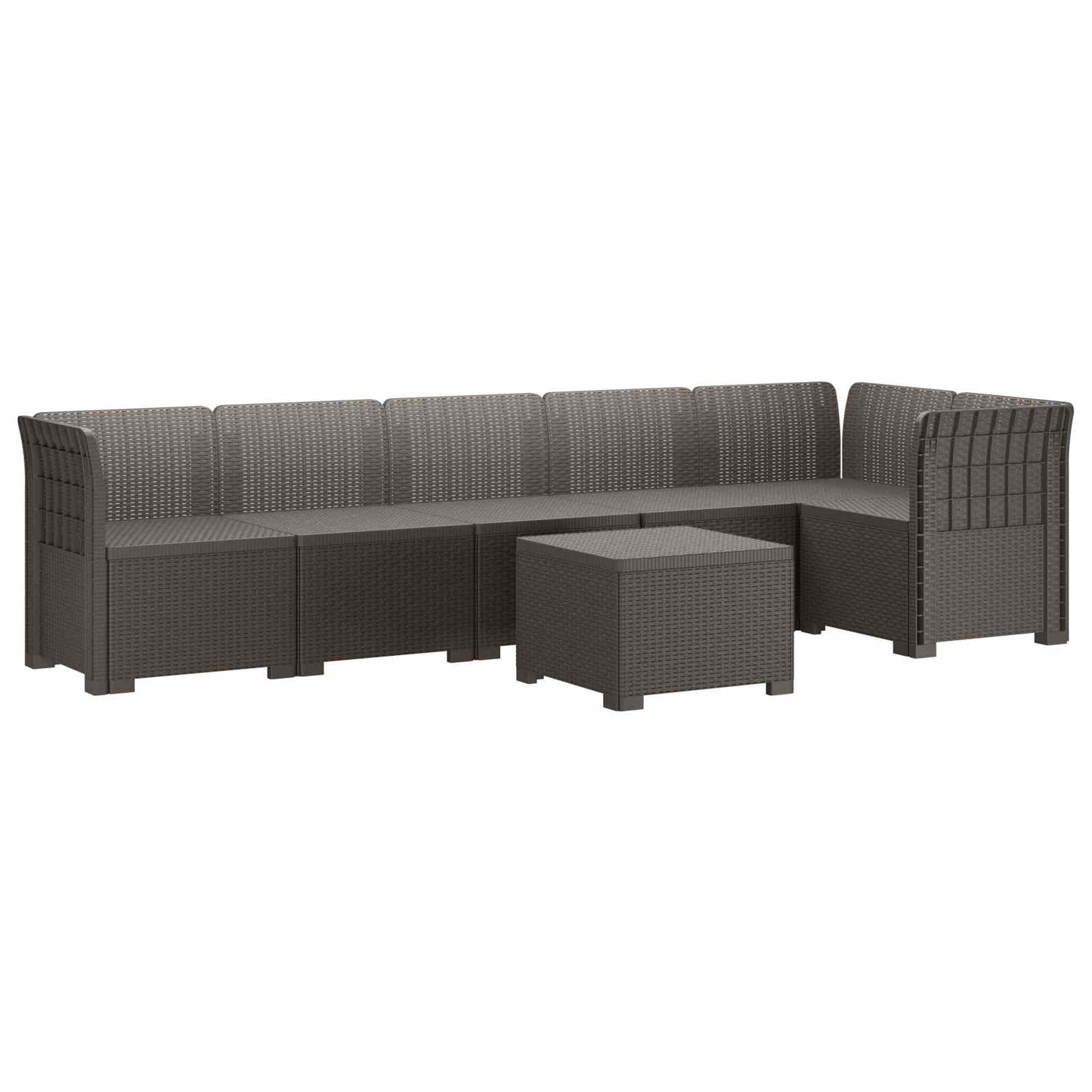 6-Seater Garden Sofa Rattan Look PP Light Grey