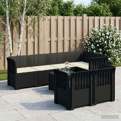 7-Seater Garden Sofa with Cushions Rattan Look PP Anthracite