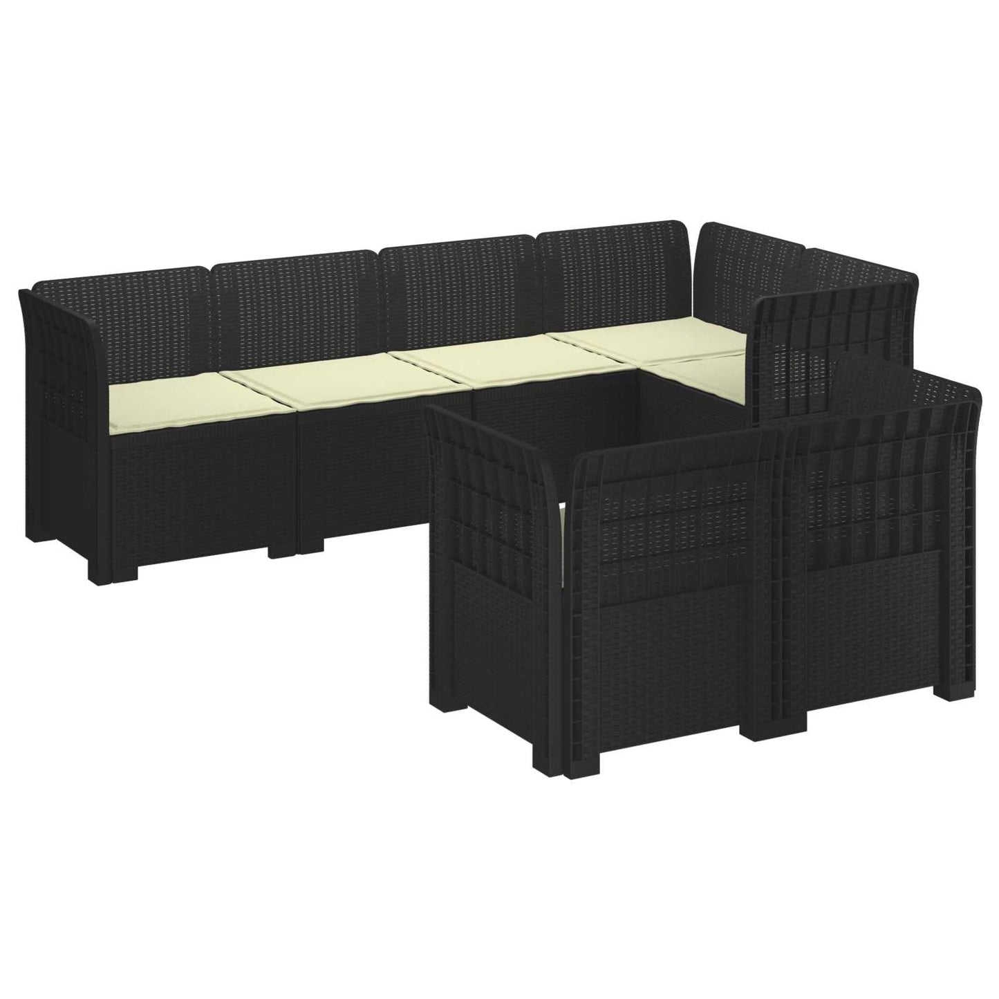 7-Seater Garden Sofa with Cushions Rattan Look PP Anthracite