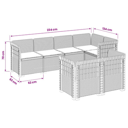 7-Seater Garden Sofa with Cushions Rattan Look PP Anthracite