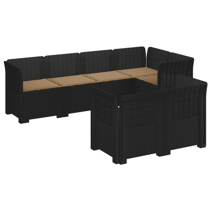 7-Seater Garden Sofa with Cushions Rattan Look PP Anthracite