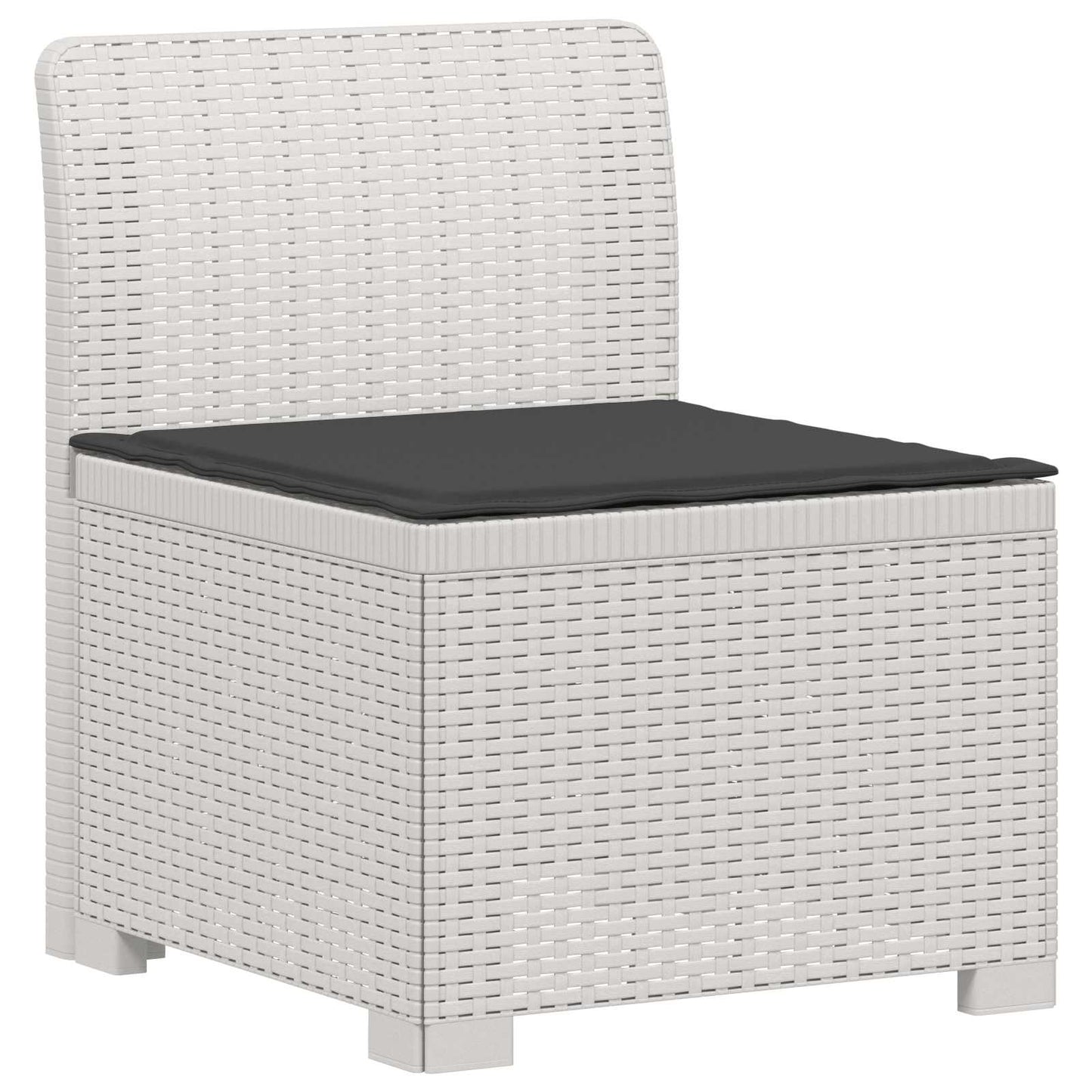 7-Seater Garden Sofa with Cushions Rattan Look PP White