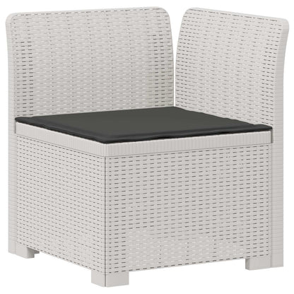 7-Seater Garden Sofa with Cushions Rattan Look PP White