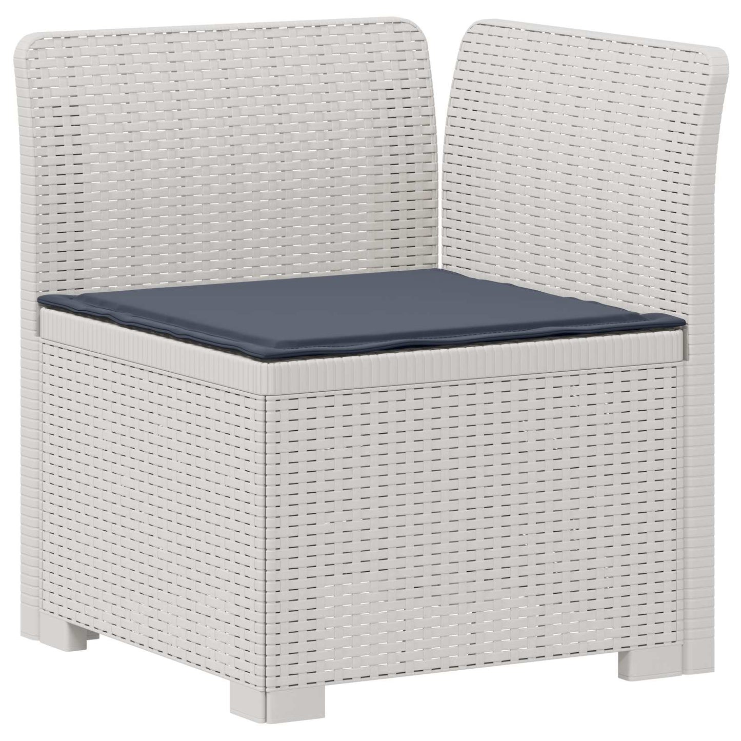 7-Seater Garden Sofa with Cushions Rattan Look PP White