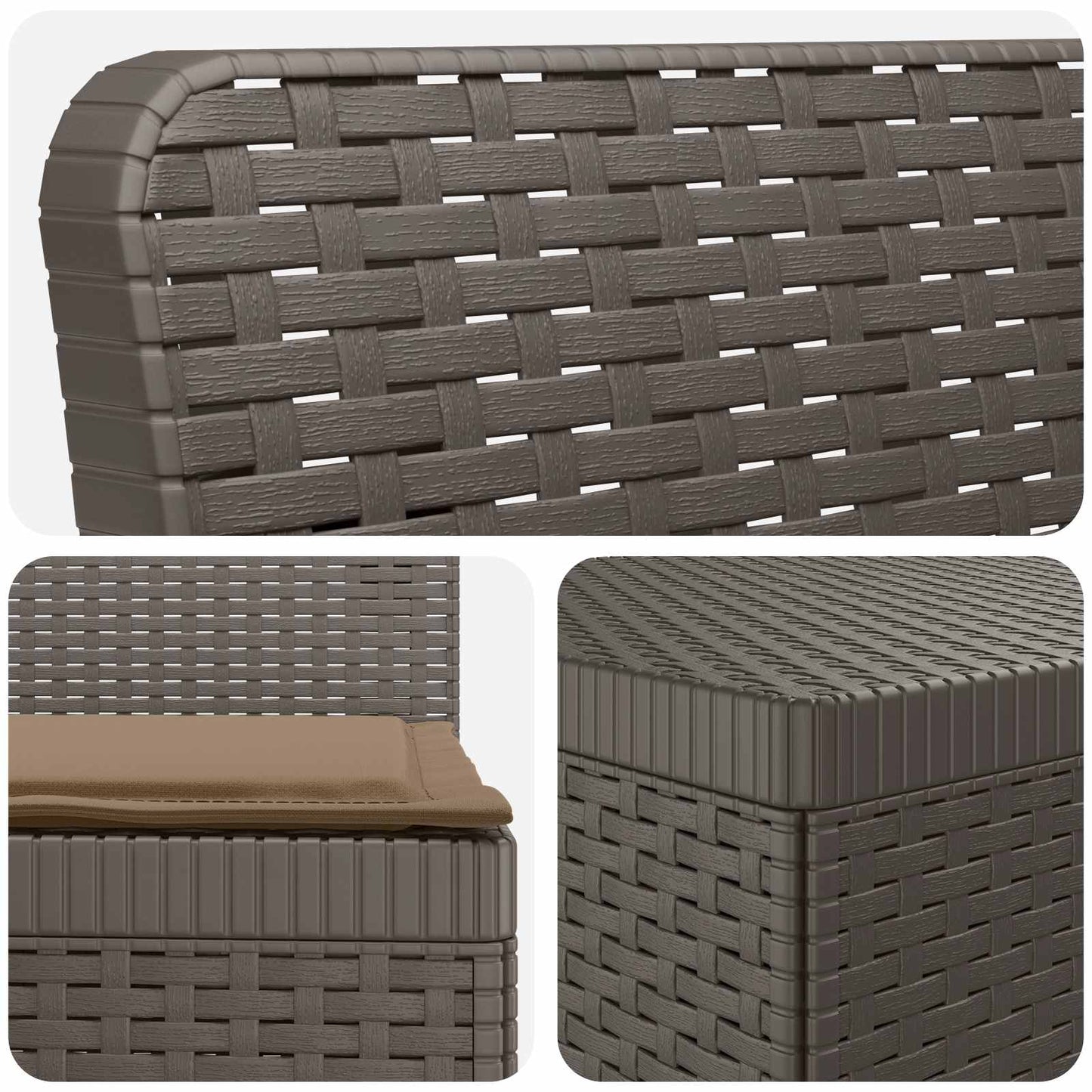 7-Seater Garden Sofa with Cushions Rattan Look PP Light Grey