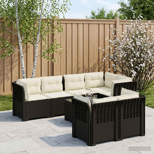7-Seater Garden Sofa with Cushions Rattan Look PP Anthracite