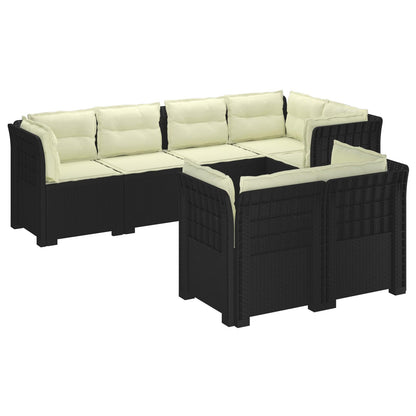 7-Seater Garden Sofa with Cushions Rattan Look PP Anthracite