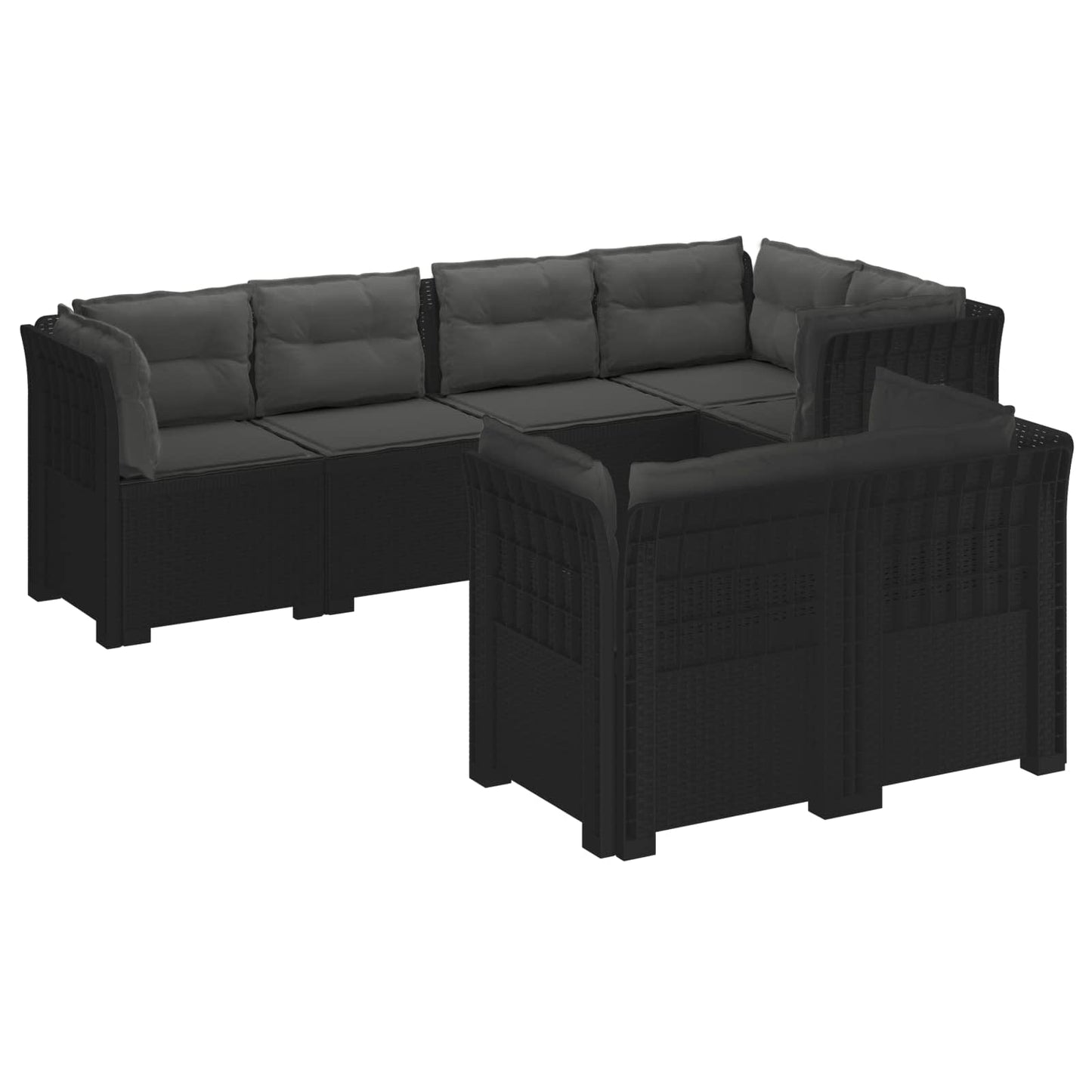 7-Seater Garden Sofa with Cushions Rattan Look PP Anthracite