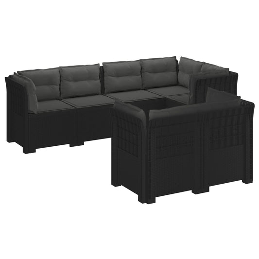 7-Seater Garden Sofa with Cushions Rattan Look PP Anthracite