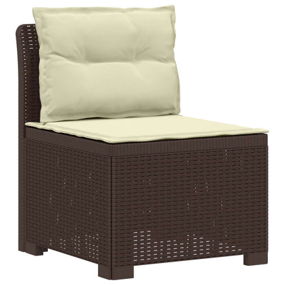 7-Seater Garden Sofa with Cushions Rattan Look PP Brown