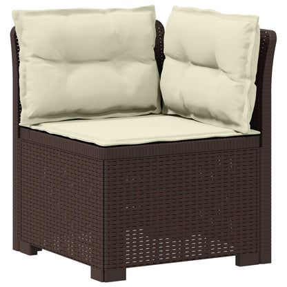 7-Seater Garden Sofa with Cushions Rattan Look PP Brown