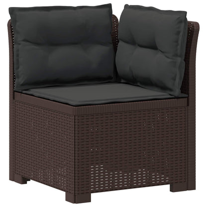 7-Seater Garden Sofa with Cushions Rattan Look PP Brown