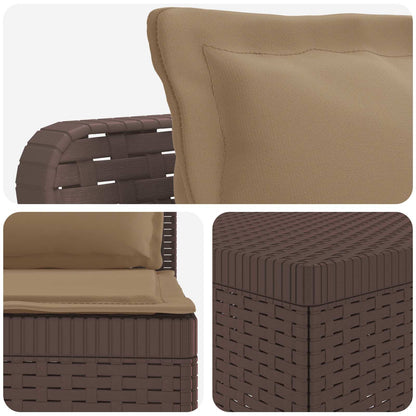 7-Seater Garden Sofa with Cushions Rattan Look PP Brown
