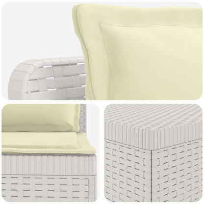 7-Seater Garden Sofa with Cushions Rattan Look PP White