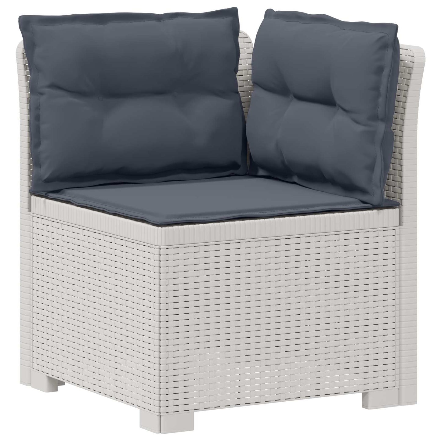 7-Seater Garden Sofa with Cushions Rattan Look PP White