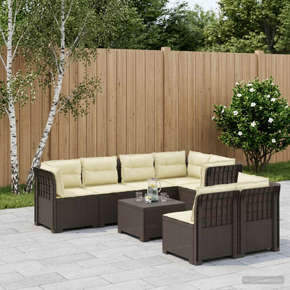 7-Seater Garden Sofa with Cushions Rattan Look PP Light Grey