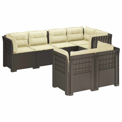 7-Seater Garden Sofa with Cushions Rattan Look PP Light Grey
