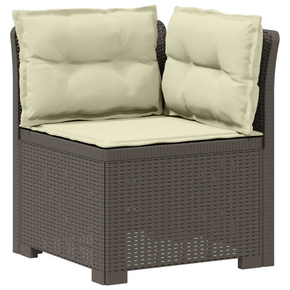 7-Seater Garden Sofa with Cushions Rattan Look PP Light Grey