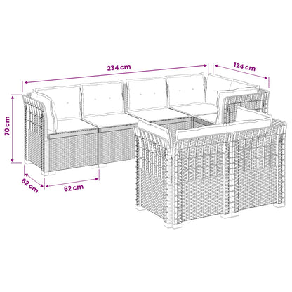7-Seater Garden Sofa with Cushions Rattan Look PP Light Grey