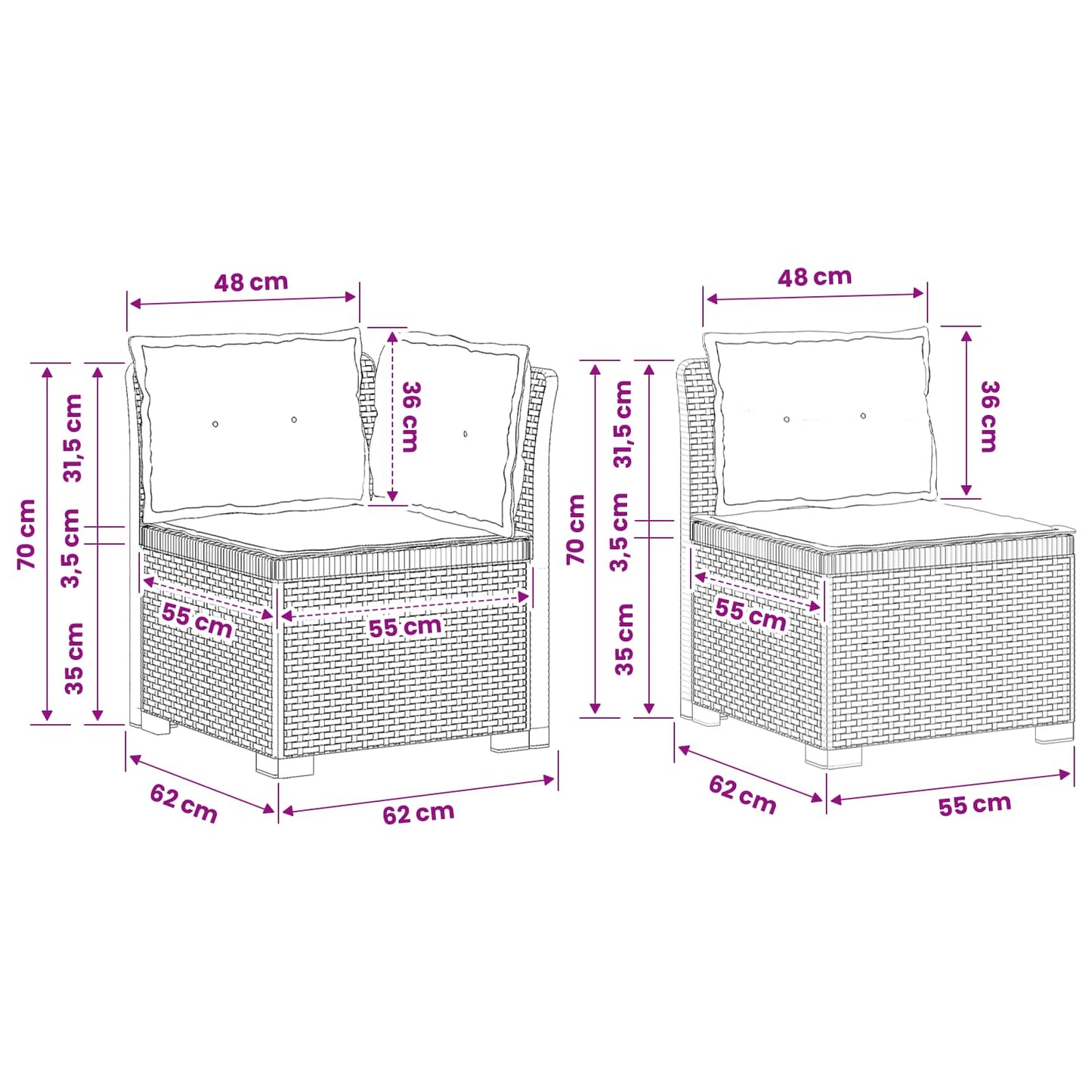 7-Seater Garden Sofa with Cushions Rattan Look PP Light Grey