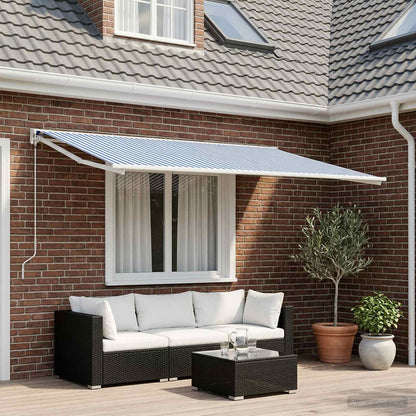 Awning Replacement Fabric Blue and White 450 x 350 cm Polyester