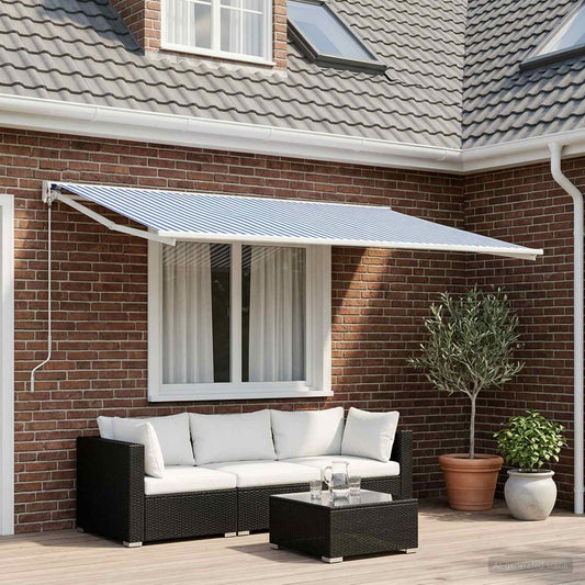 Awning Replacement Fabric Blue and White 450 x 350 cm Polyester