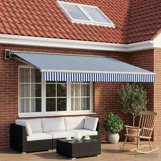 Awning Replacement Fabric Blue and White 450 x 300 cm Polyester