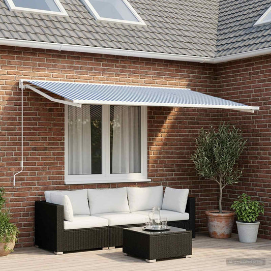 Awning Replacement Fabric Blue and White 600 x 300 cm Polyester