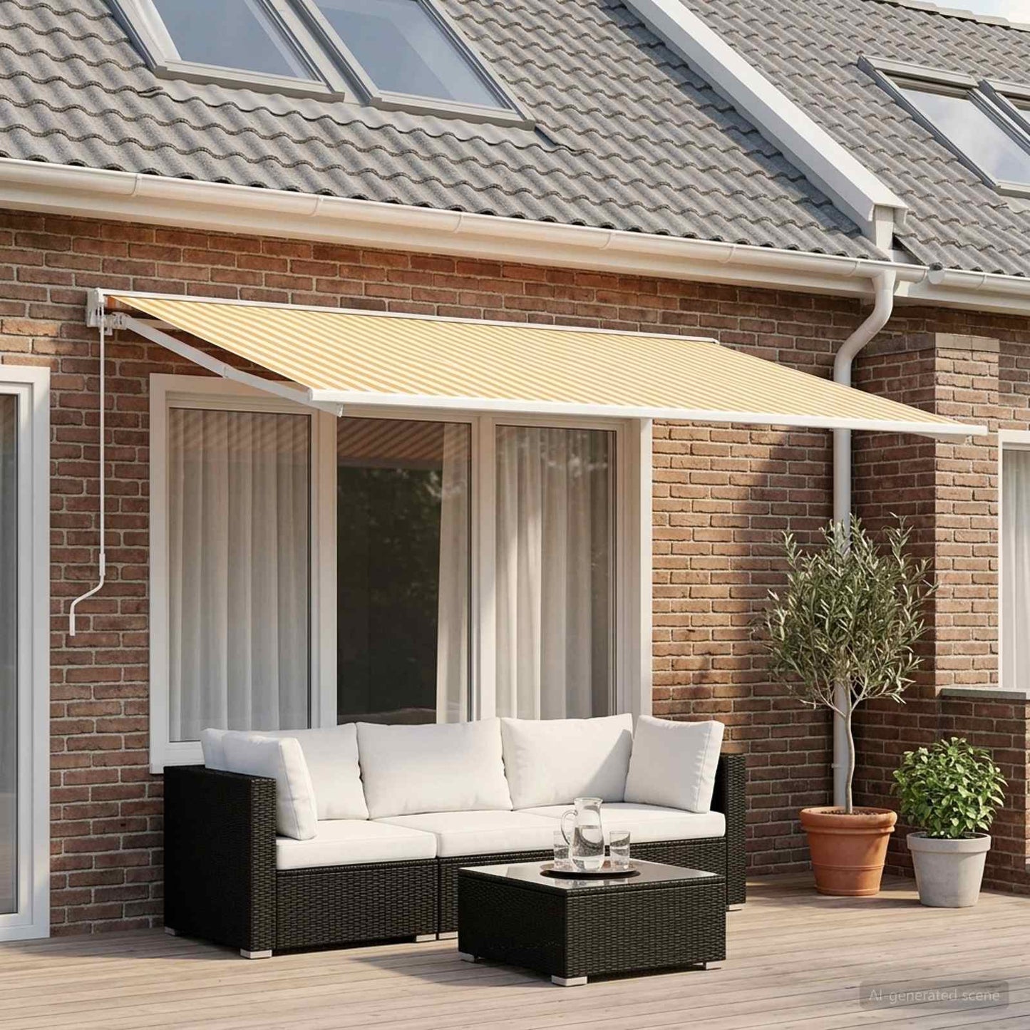 Awning Replacement Fabric Yellow and White 400 x 200 cm