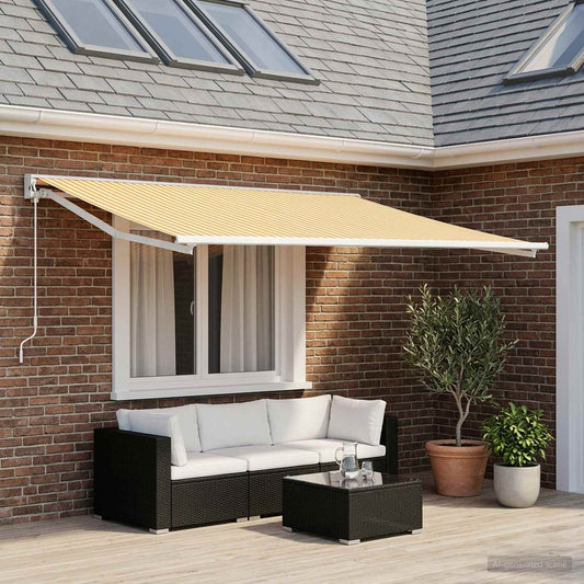 Awning Replacement Fabric Yellow and White 300 x 250 cm