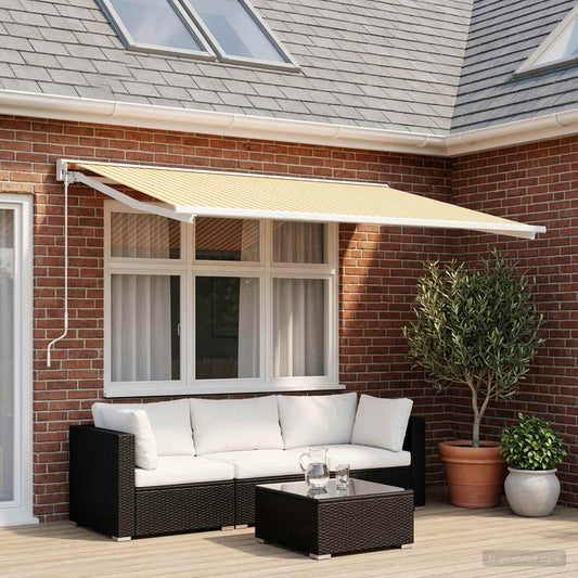 Awning Replacement Fabric Yellow and White 400 x 300 cm