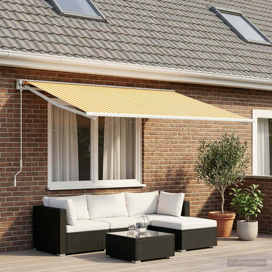 Awning Replacement Fabric Yellow and White 600 x 350 cm