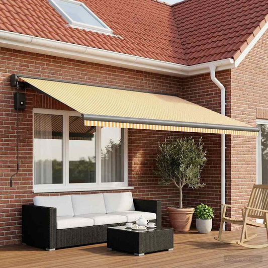 Awning Replacement Fabric Yellow and White 450 x 300 cm