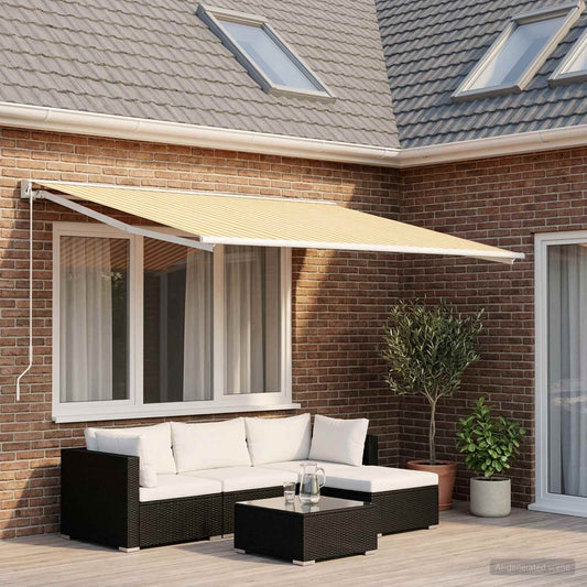 Awning Replacement Fabric Yellow and White 600 x 300 cm