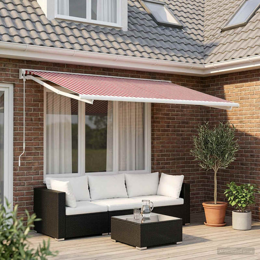 Awning Replacement Fabric Red and White 500 x 300 cm Polyester